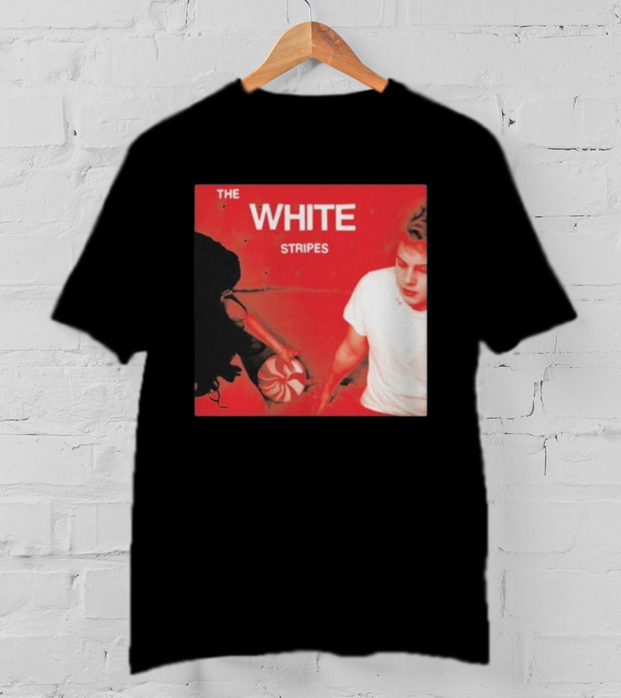 The White Stripes Let's Shake Hands Red And White Spiral Design T-Shirt
