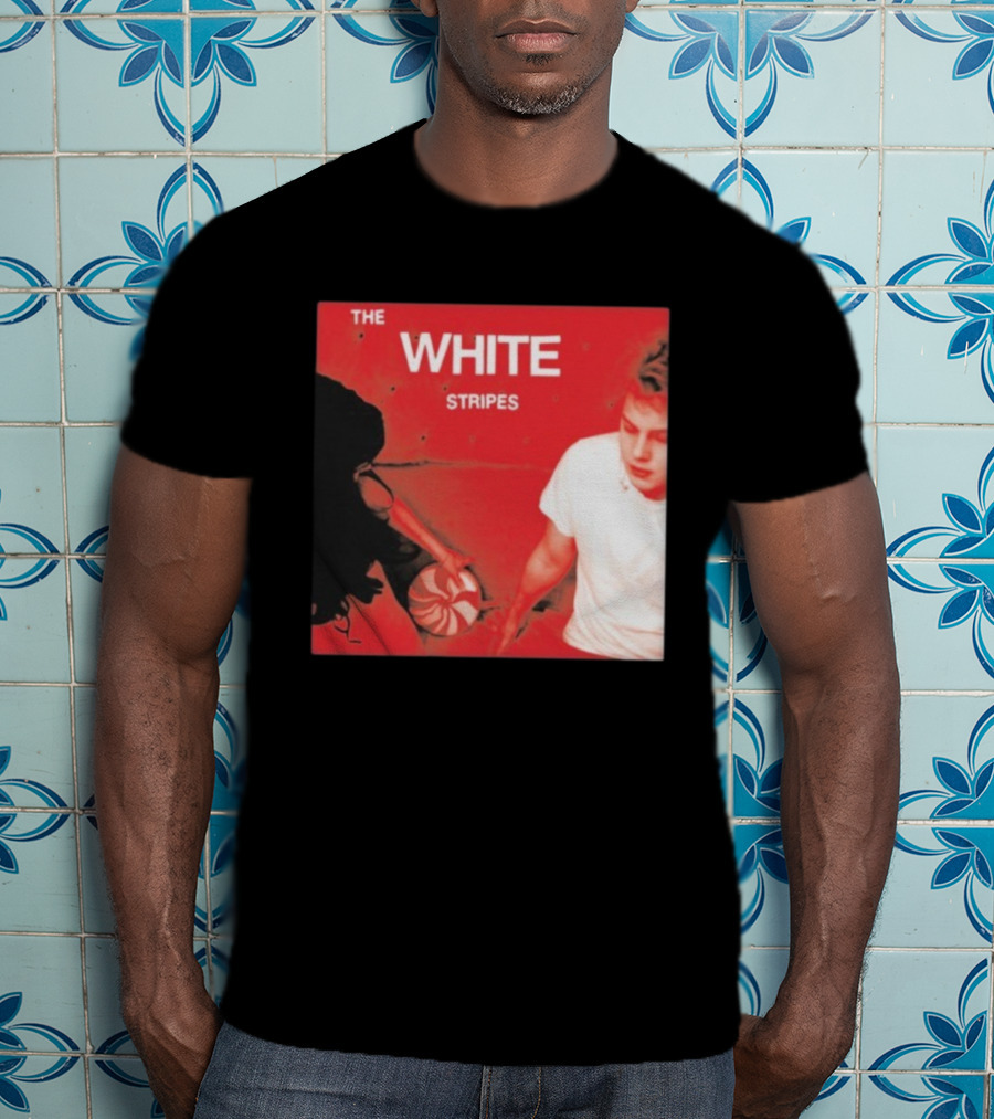 The White Stripes Let's Shake Hands Red And White Spiral Design T-Shirt