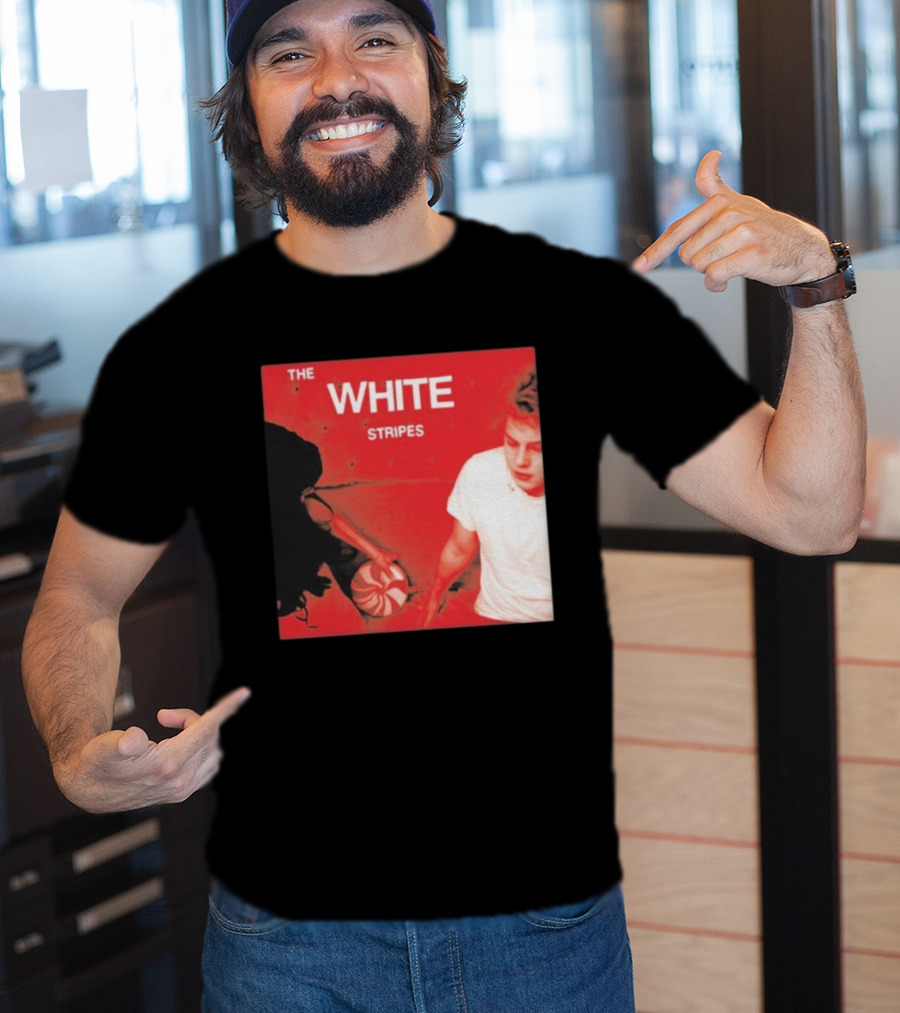 The White Stripes Let's Shake Hands Red And White Spiral Design T-Shirt