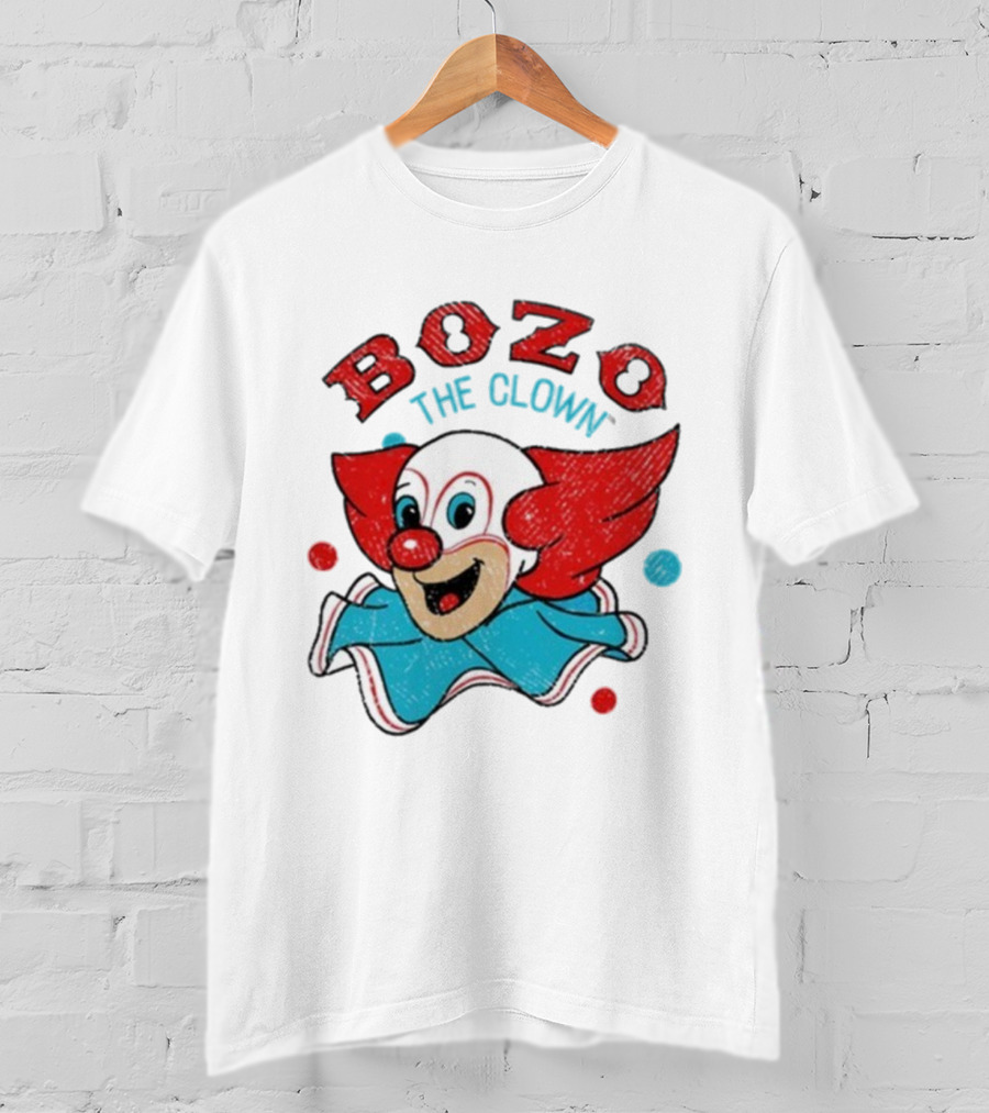 Bozo The Clown Vintage Cartoon Red Blue Fun Design T-Shirt