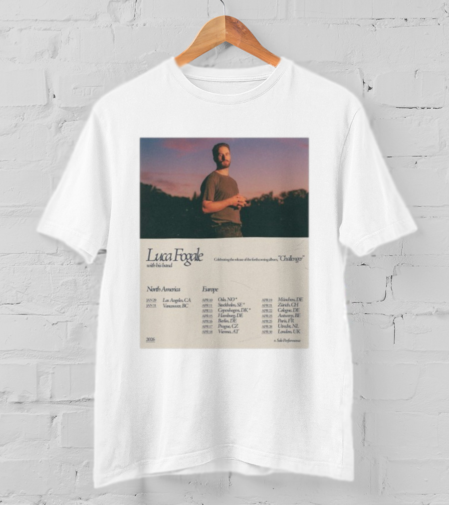 Luca Fogale North America Europe 2026 Tour Celebrating Release Forthcoming Album Chaleuravec Dates Locations T-Shirt