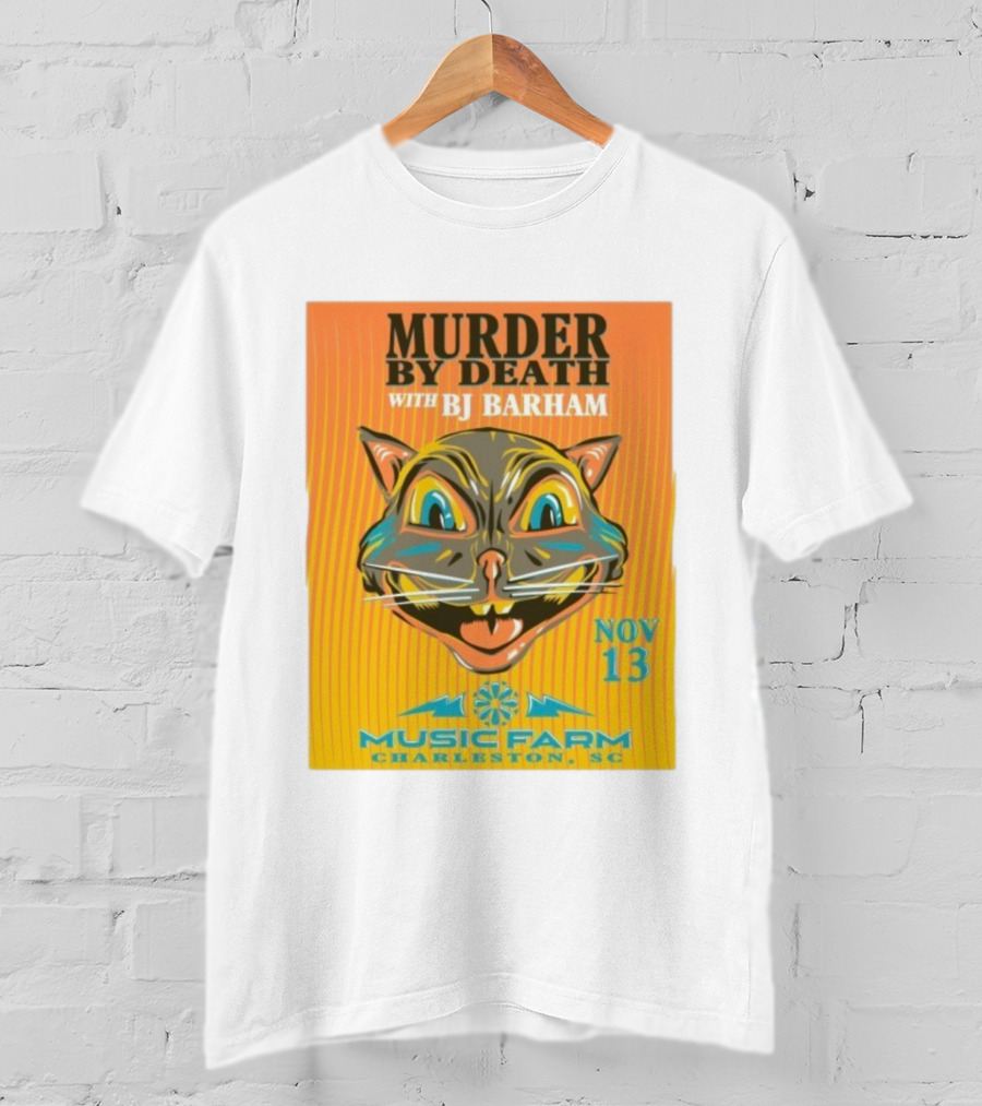Murder By Death With BJ Barham Music Farm Charleston SC Nov 13 Cat Art T-Shirt