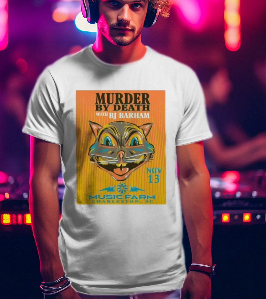 Murder By Death With BJ Barham Music Farm Charleston SC Nov 13 Cat Art T-Shirt