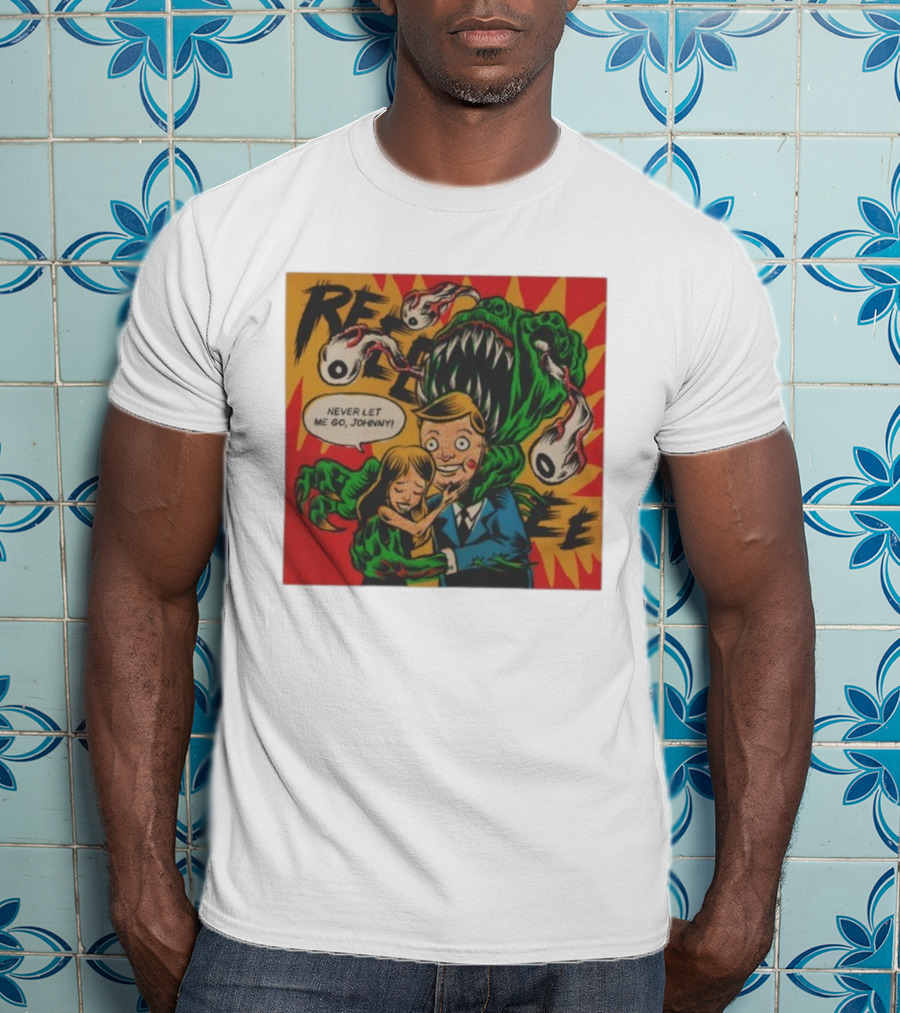 Creepy Comic Style Monster Attack Never Let Me Go Johnny Retro Art T-Shirt
