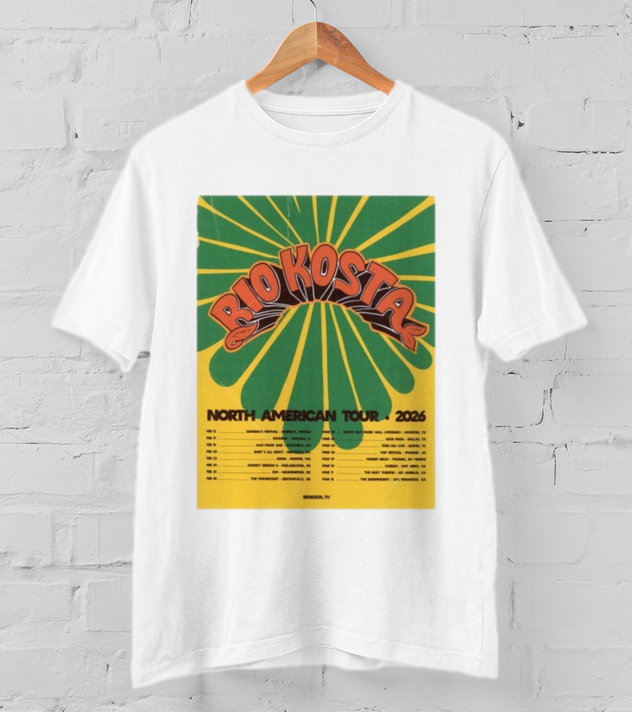 Rio Kosta North American Tour 2026 Concert Dates And Cities T-Shirt