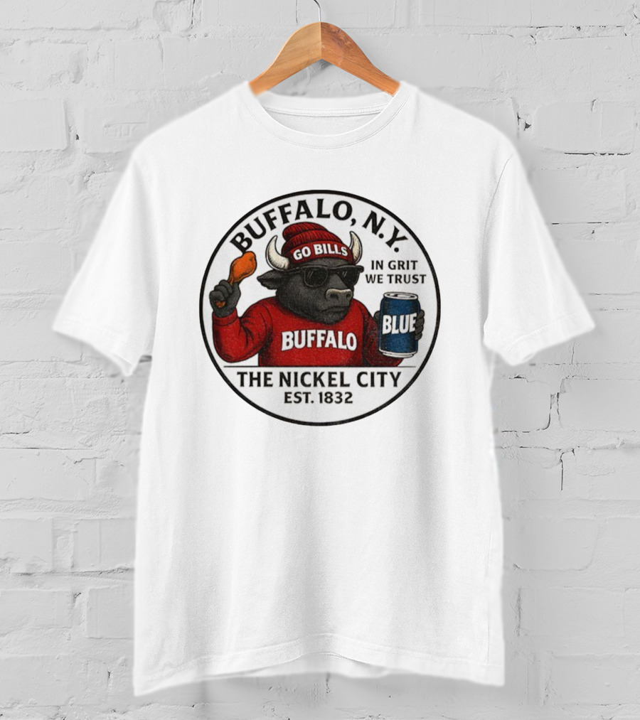 Buffalo NY Go Bills Buffalo The Nickel City Est 1832 In Grit We Trust T-Shirt