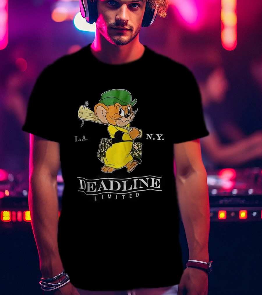 Jerry Deadline Limited Character Baseball Wood Bat Iconic Sports Style T-Shirt