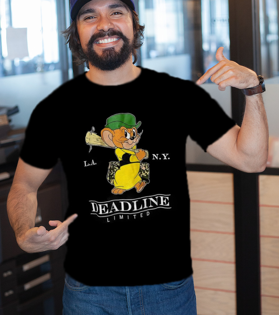 Jerry Deadline Limited Character Baseball Wood Bat Iconic Sports Style T-Shirt
