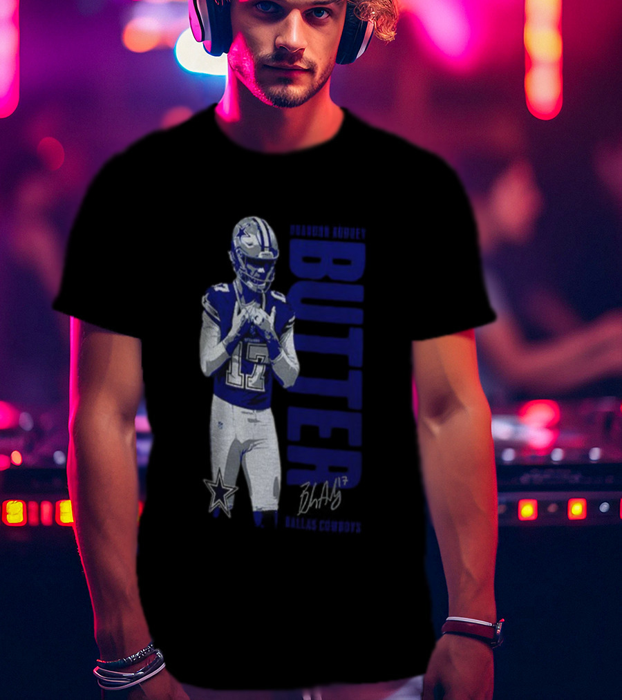 Brandon Aubrey 17 Butter Dallas Cowboys NFL Football Signature 2025 T-Shirt