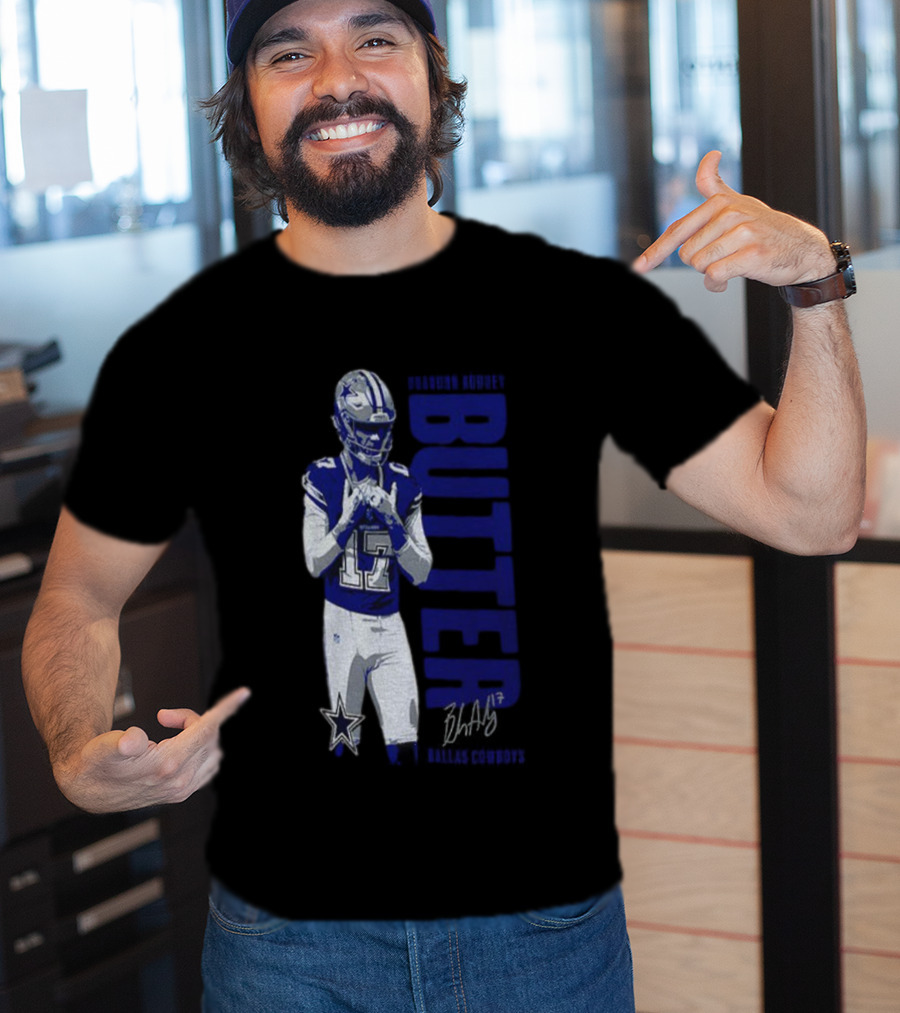 Brandon Aubrey 17 Butter Dallas Cowboys NFL Football Signature 2025 T-Shirt