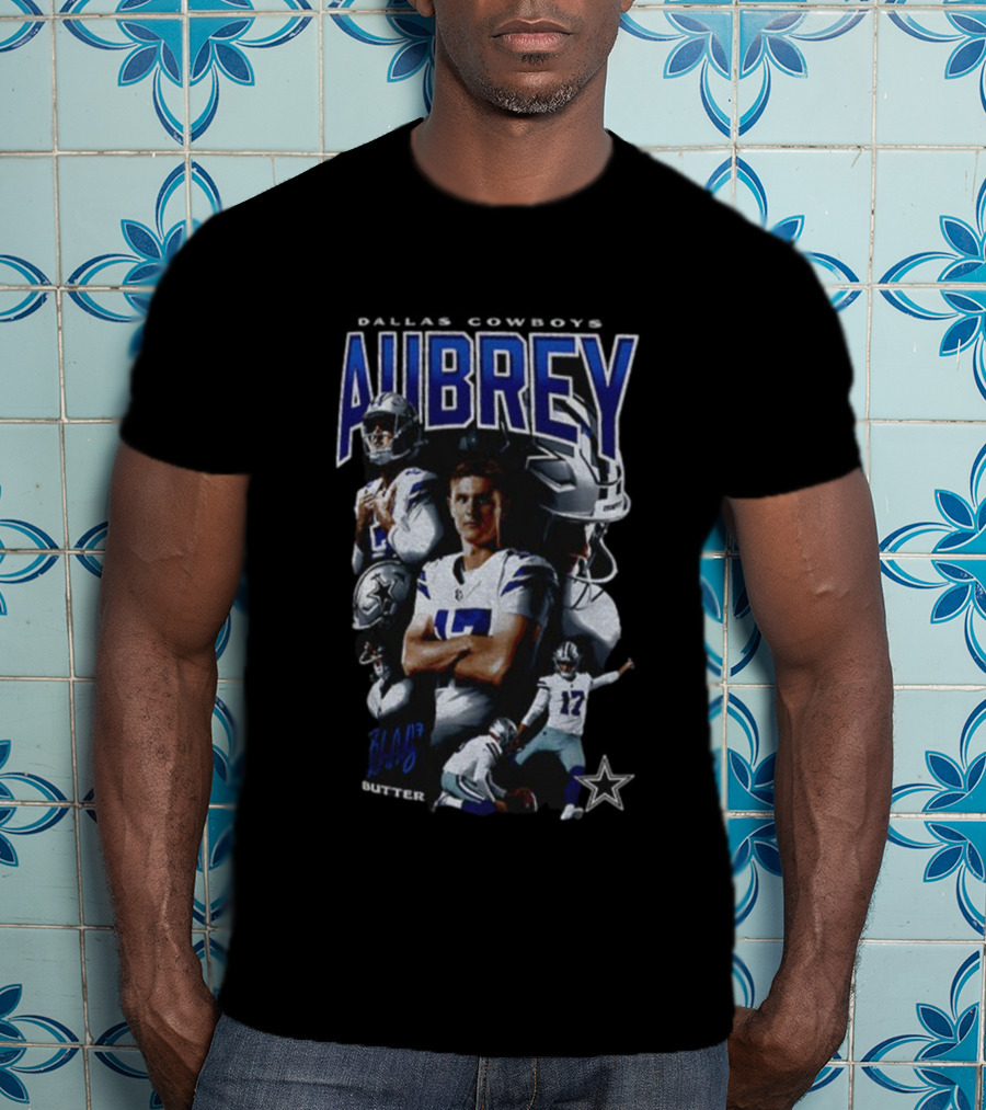 Dallas Cowboys Brandon Aubrey 17 Butter Signature NFL Football T-Shirt