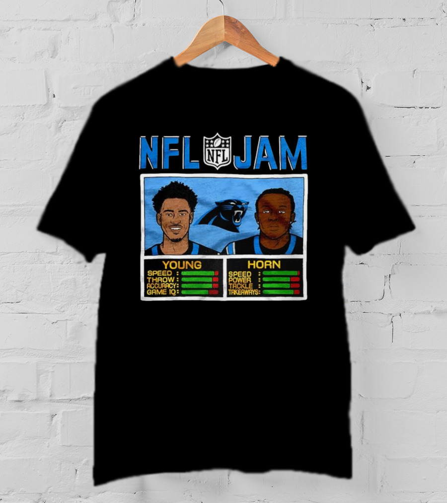 Bryce Young Jaycee Horn Carolina Panthers NFL Jam Classic Video Game Style T-Shirt