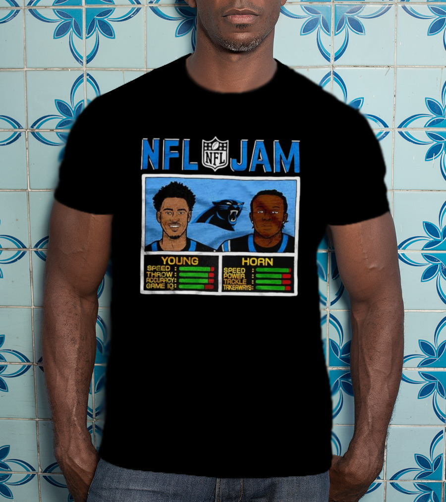 Bryce Young Jaycee Horn Carolina Panthers NFL Jam Classic Video Game Style T-Shirt