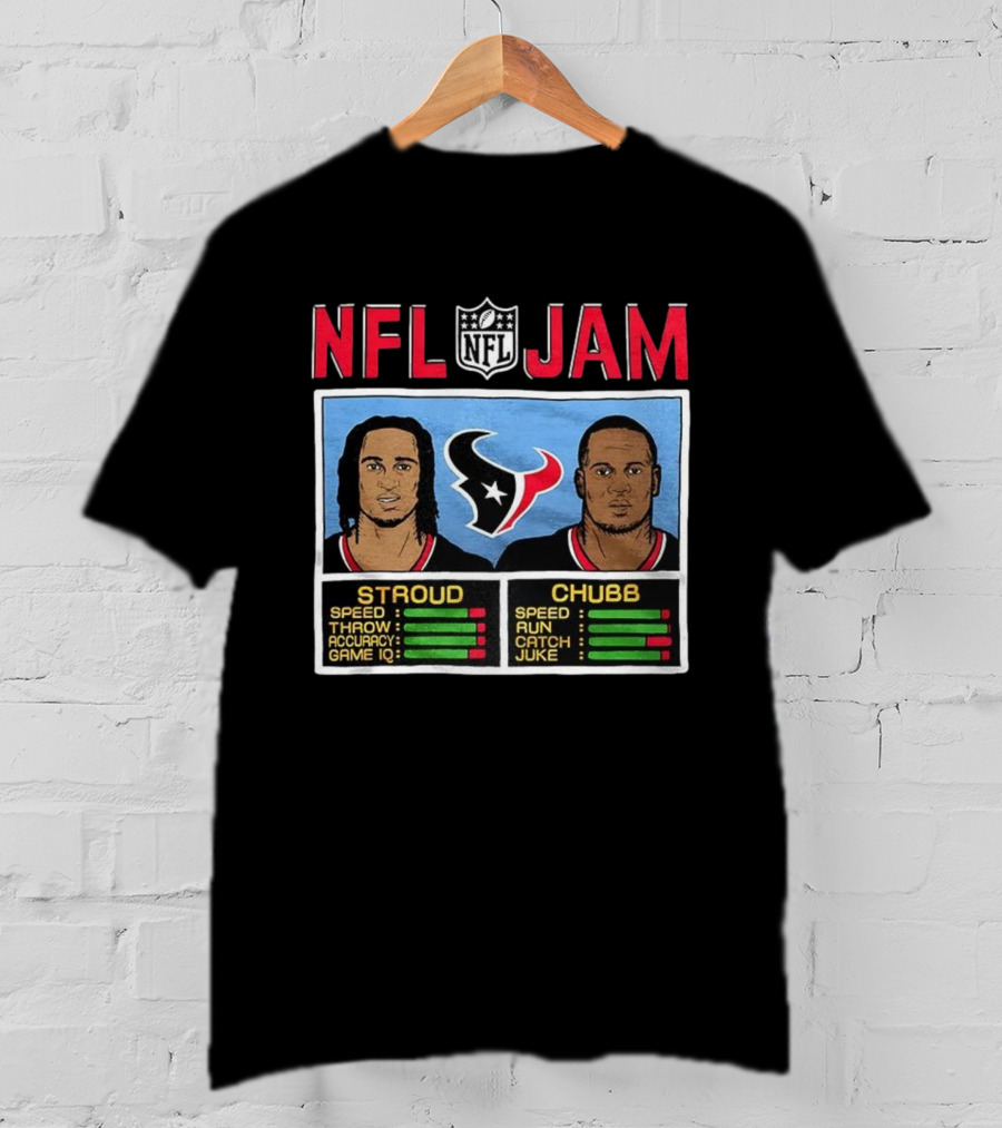 Houston Texans NFL Jam CJ Stroud Nick Chubb Classic Video Game Style T-Shirt
