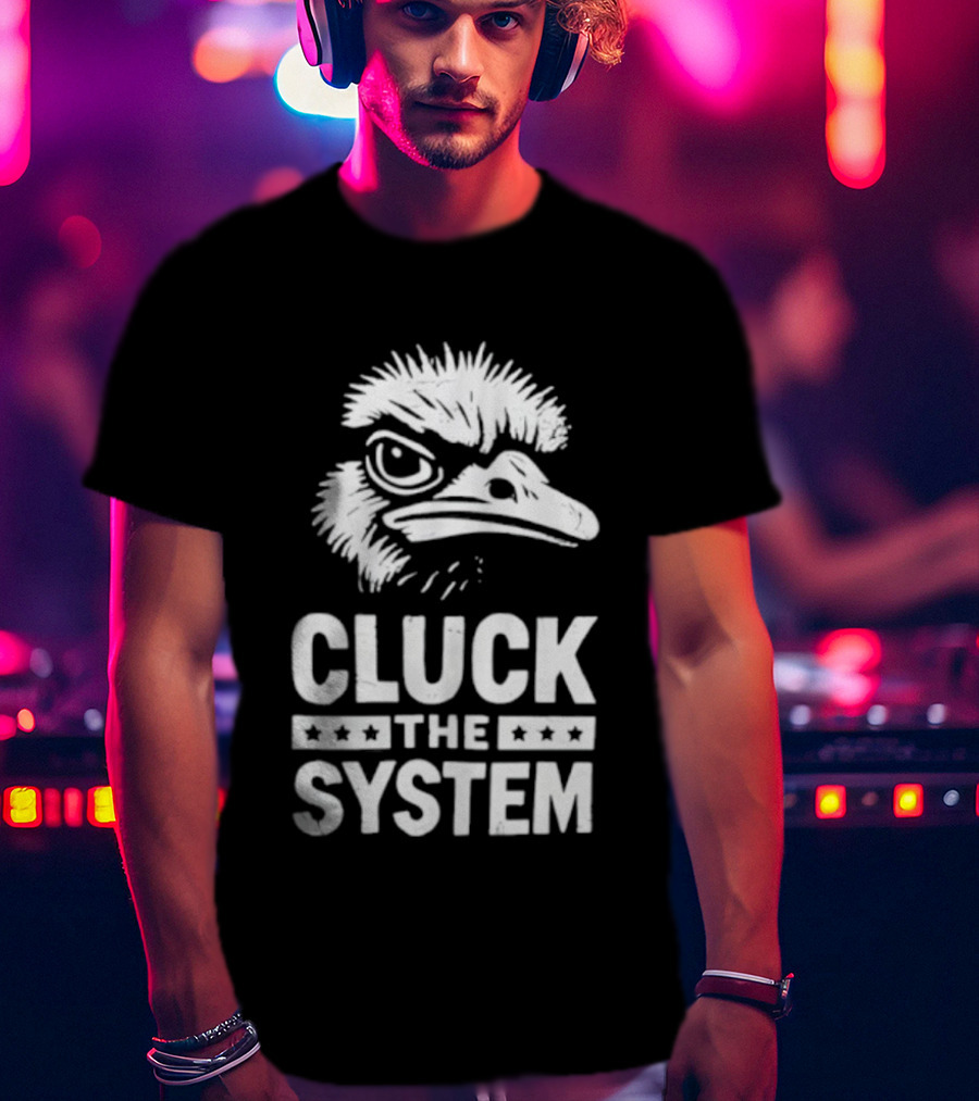 Bold Eagle Head Cluck The System Protest T-Shirt