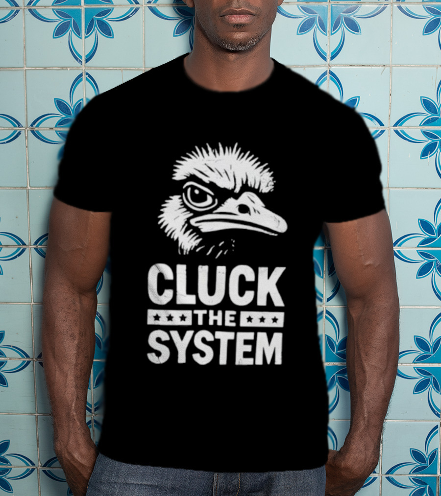 Bold Eagle Head Cluck The System Protest T-Shirt