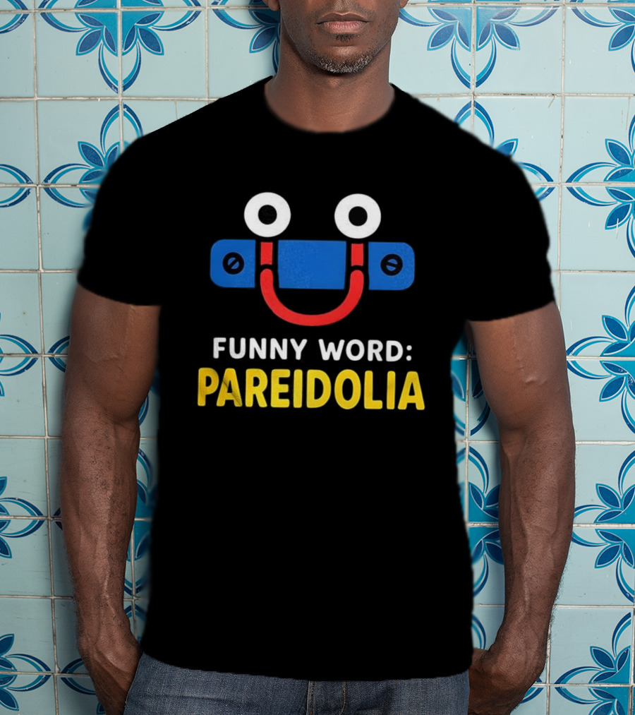 Funny Word Pareidolia Smiling Face Design T-Shirt