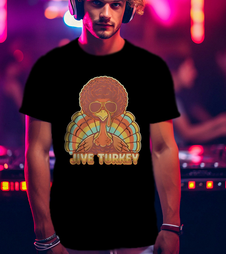 Jive Turkey Retro Thanksgiving Afro Sunglasses T-Shirt
