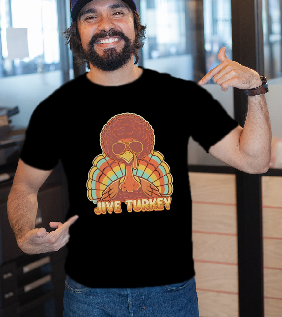 Jive Turkey Retro Thanksgiving Afro Sunglasses T-Shirt