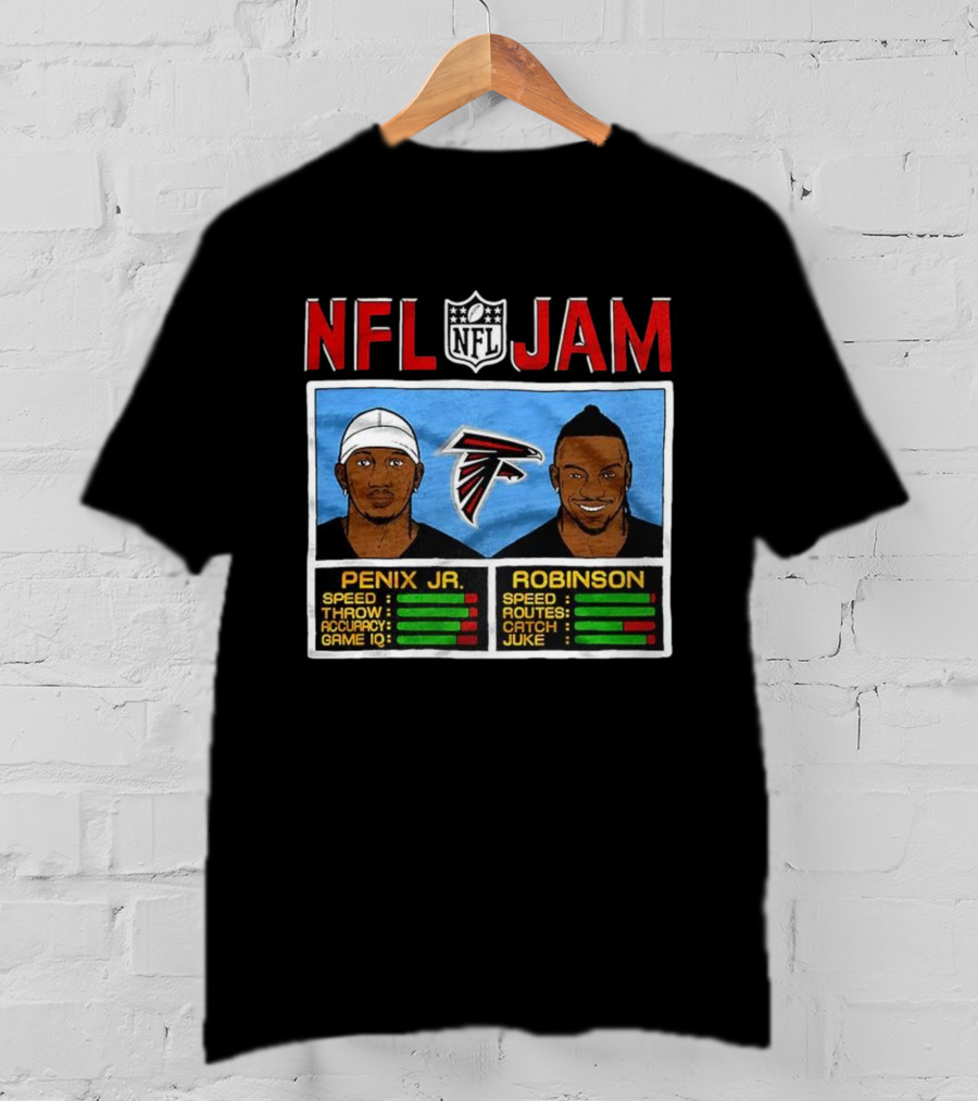 NFL Jam Michael Penix Jr Bijan Robinson Atlanta Falcons Classic Video Game Style T-Shirt
