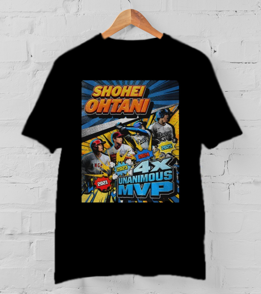 Shohei Ohtani 4X Unanimous MVP 2021 2023 2024 2025 Vintage Dodgers Angels T-Shirt