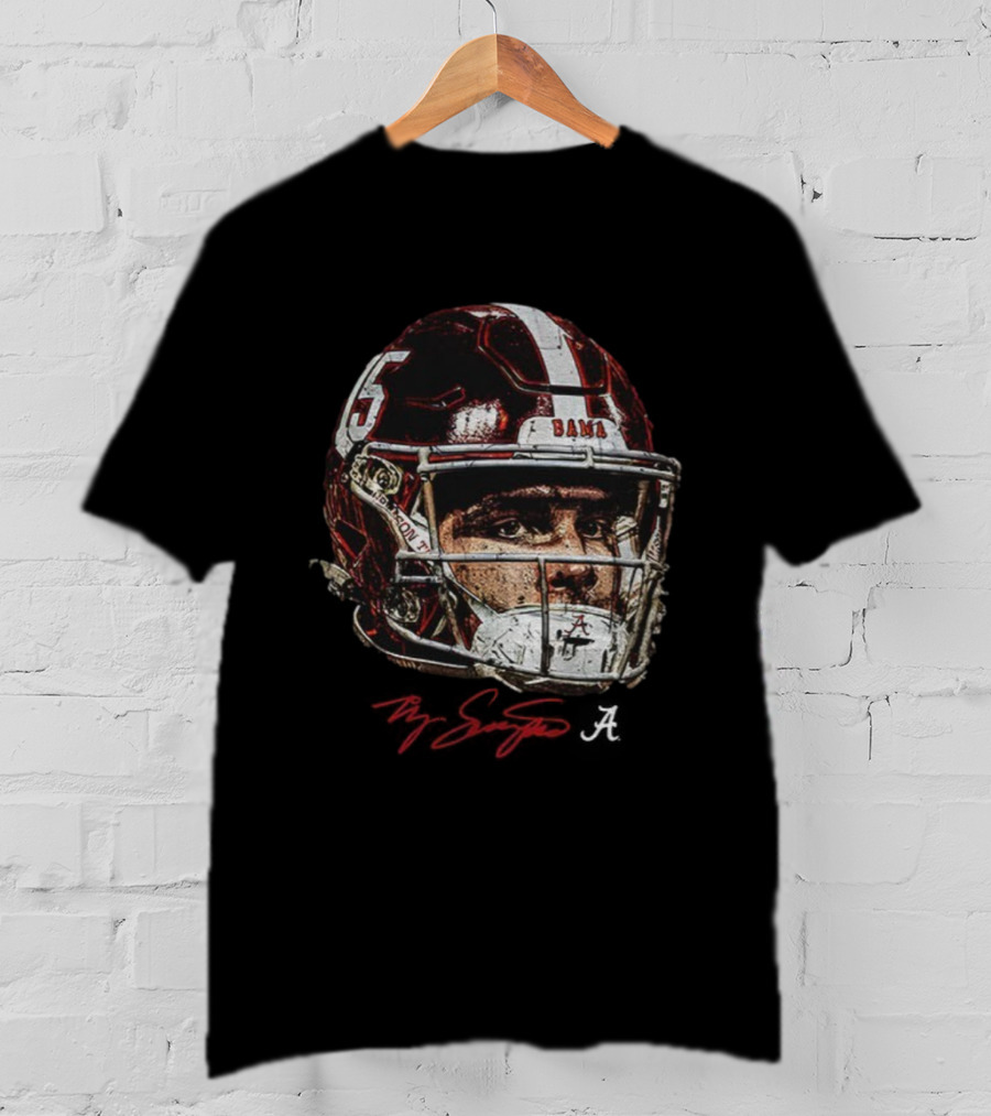 Ty Simpson 15 Bama Alabama Crimson Tide Football Helmet 2025 T-Shirt