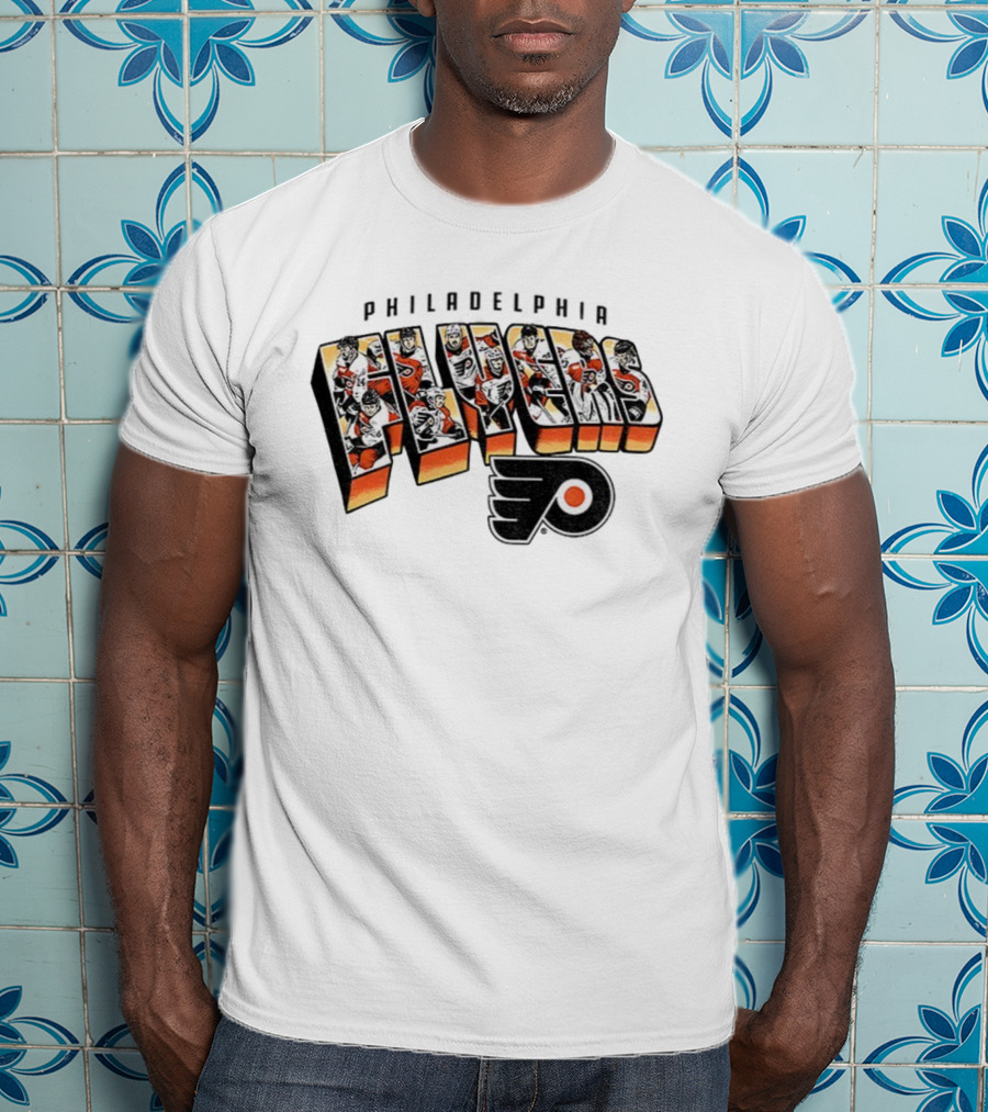 Philadelphia Flyers NHL Hockey Stanley Cup Players 2025 Vintage Flyers Team Roster Logo T-Shirt