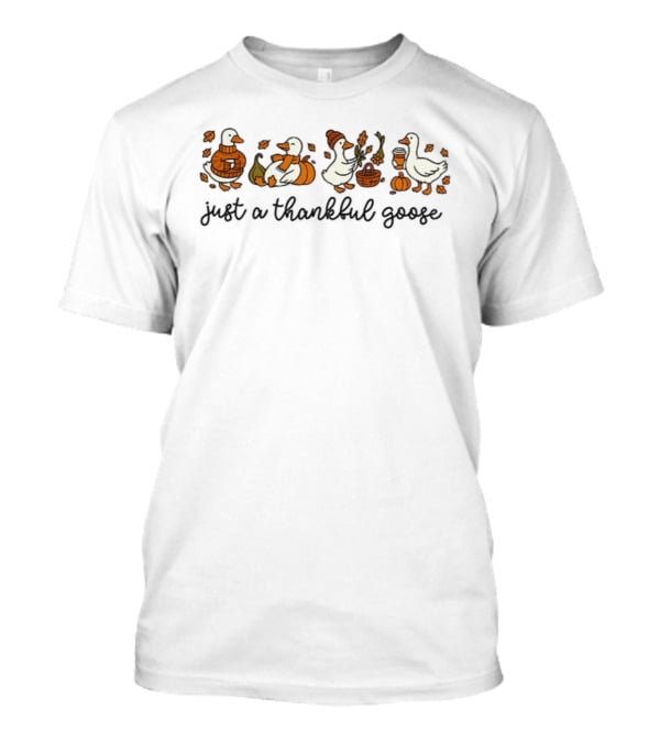 Funny Cute Pumpkin Spice Autumn Cozy Goose Leaves T-Shirt