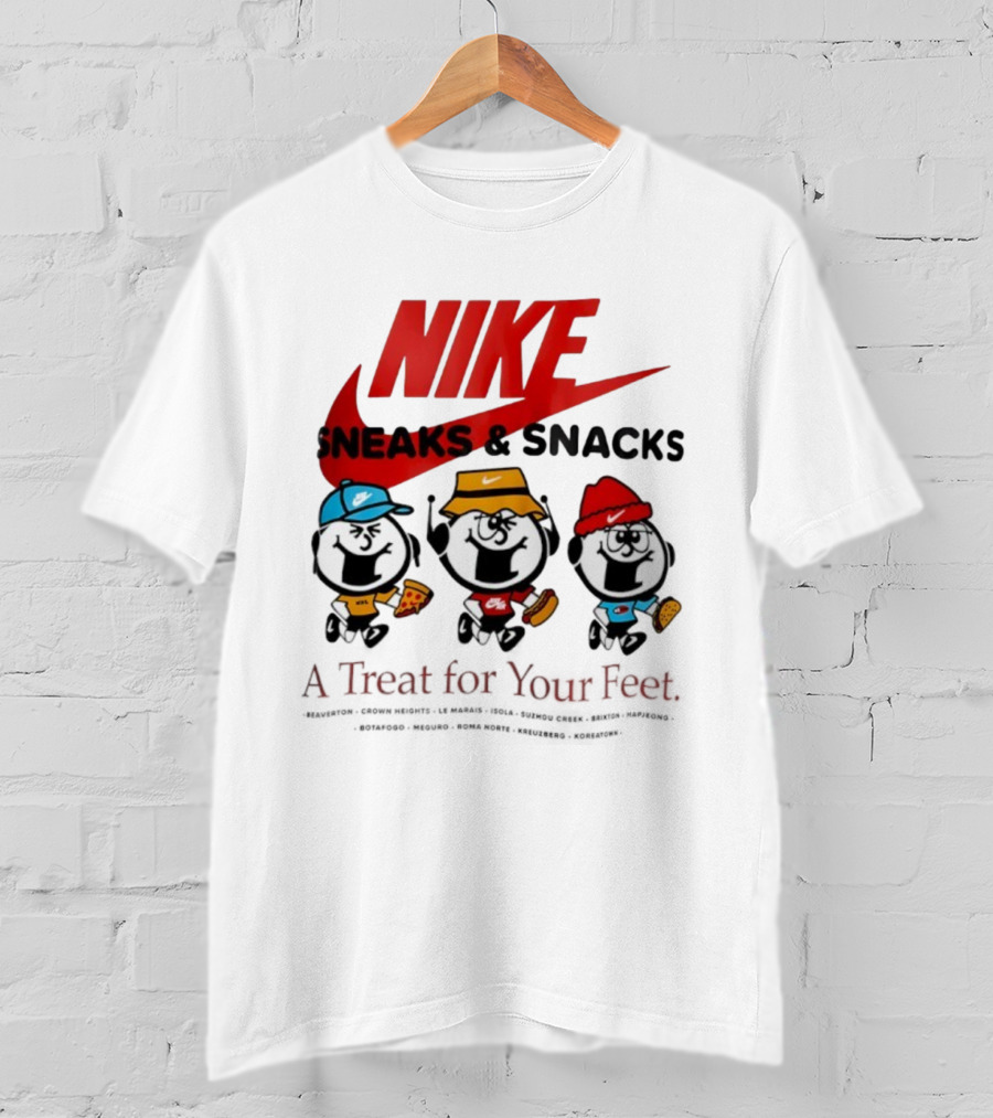 NIKE Sneaks And Snacks A Treat For Your Feet Pizza Burgers Tacos T-Shirt