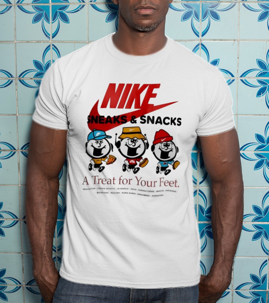 NIKE Sneaks And Snacks A Treat For Your Feet Pizza Burgers Tacos T-Shirt