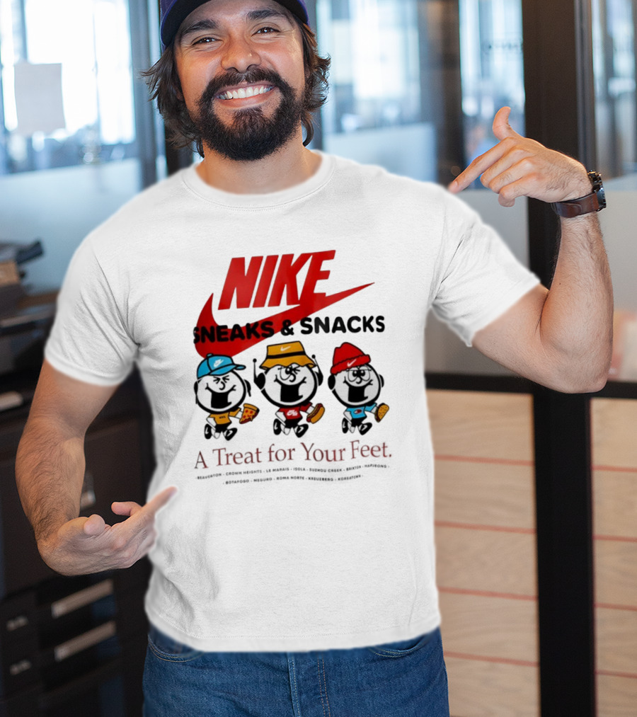 NIKE Sneaks And Snacks A Treat For Your Feet Pizza Burgers Tacos T-Shirt