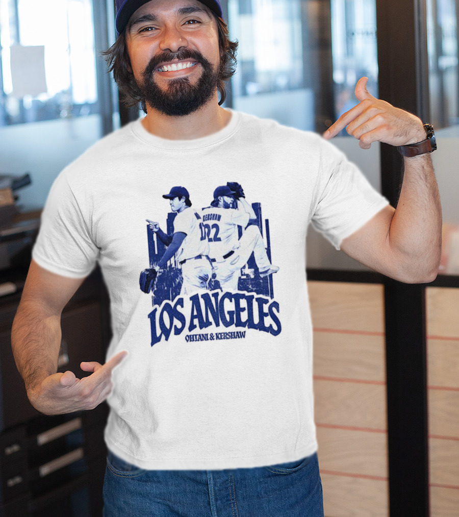 Los Angeles Dodgers Shohei Ohtani Clayton Kershaw City Skyline MLB Baseball Vintage T-Shirt