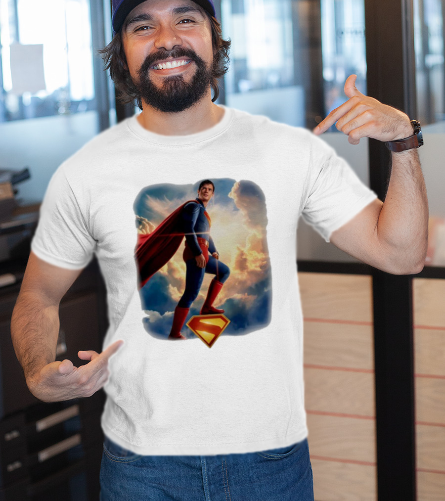 Superman 2025 Faded Standing Iconic Cape And Emblem T-Shirt
