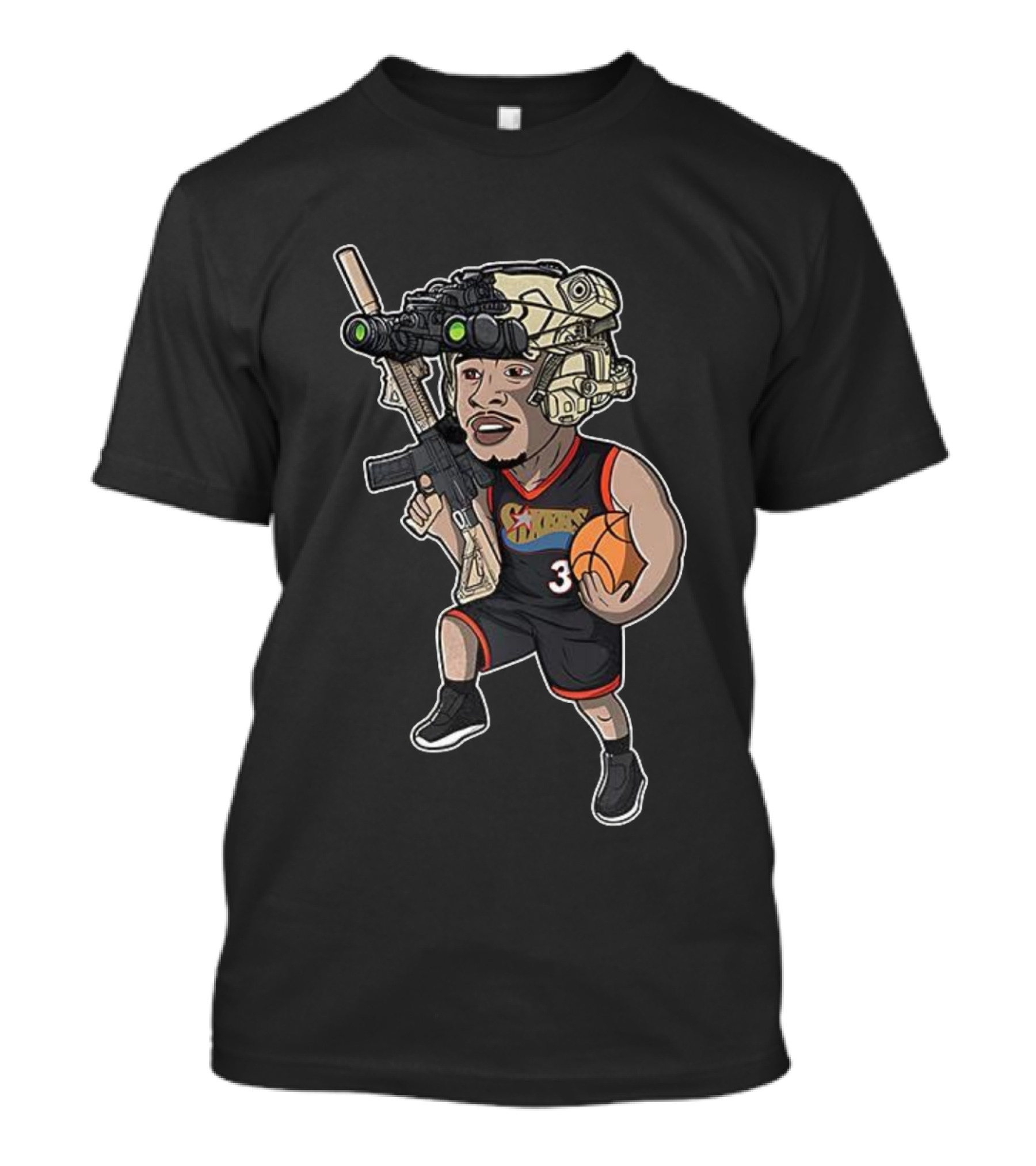 Allen Iverson Philadelphia 76ers Soldier Cartoon Basketball Jersey 3 T-Shirt