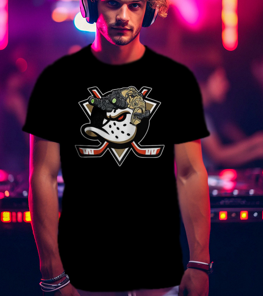 Anaheim Ducks Hockey Military Helmet Night Vision T-Shirt