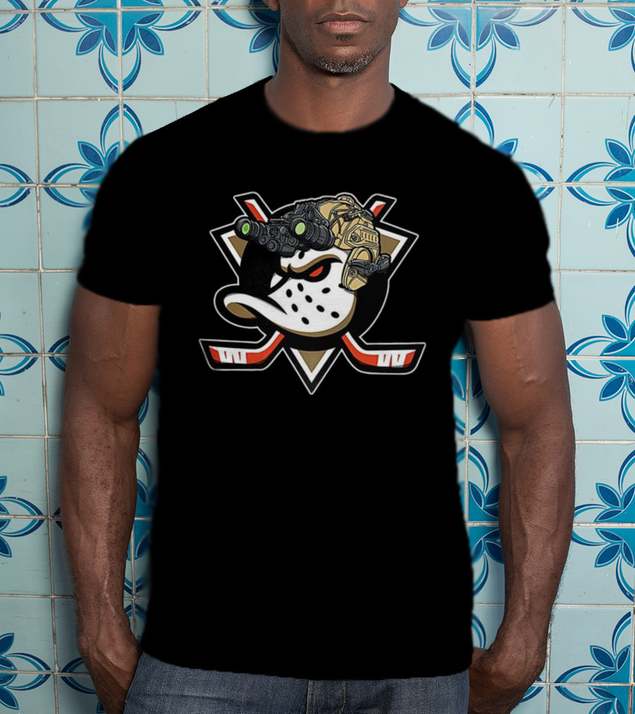 Anaheim Ducks Hockey Military Helmet Night Vision T-Shirt