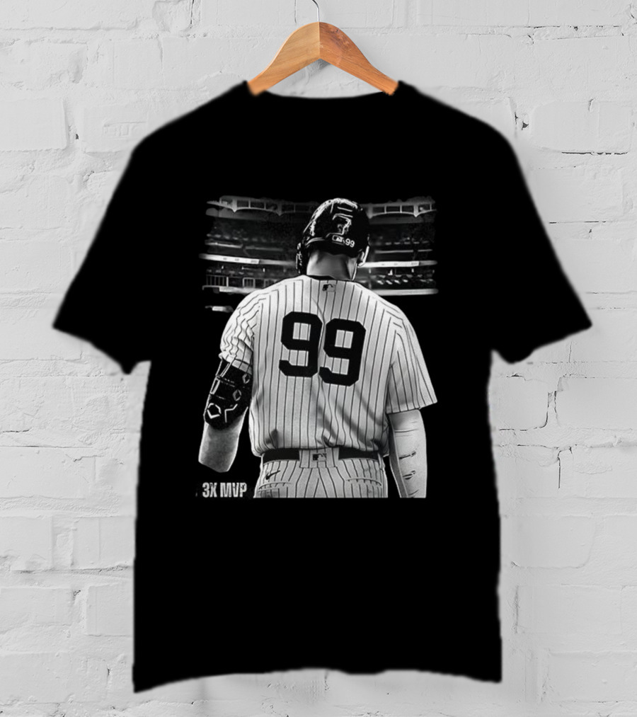 New York Yankees Aaron Judge 99 Baseball Player Back View Behind 3X MVP T-Shirt