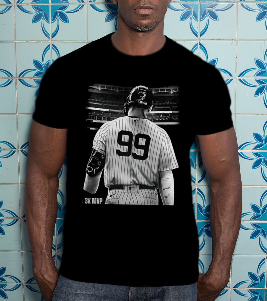 New York Yankees Aaron Judge 99 Baseball Player Back View Behind 3X MVP T-Shirt