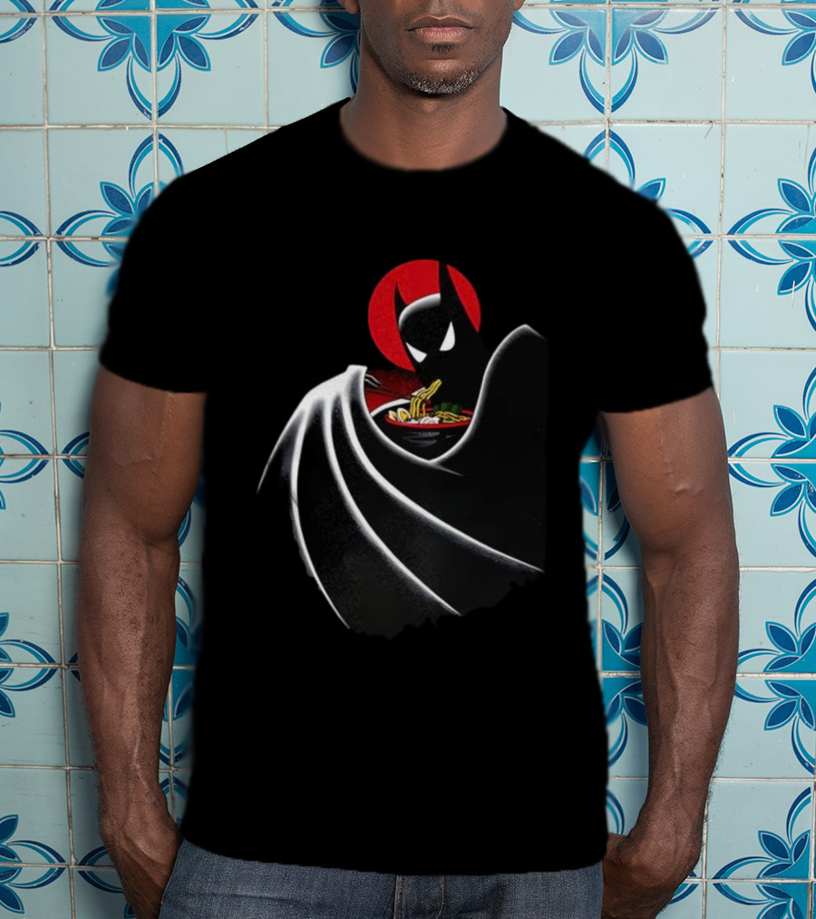 Batman Enjoying Ramen Under Red Sun T-Shirt
