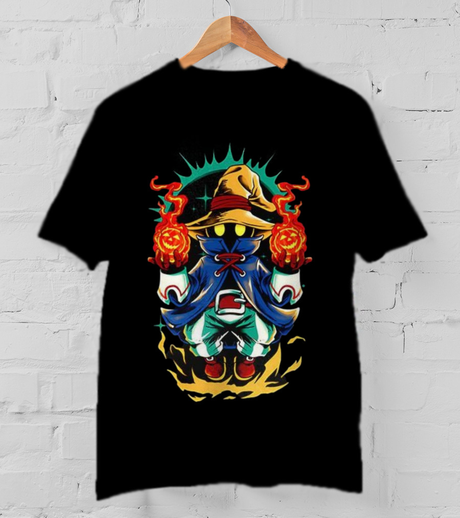 Black Mage Final Fantasy Pumpkin Fireball Halloween Magic T-Shirt