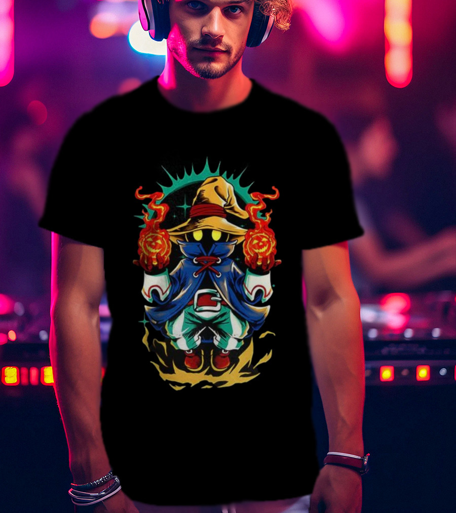 Black Mage Final Fantasy Pumpkin Fireball Halloween Magic T-Shirt