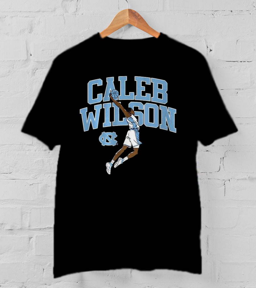 Caleb Wilson North Carolina Tar Heels Basketball Action Pose T-Shirt