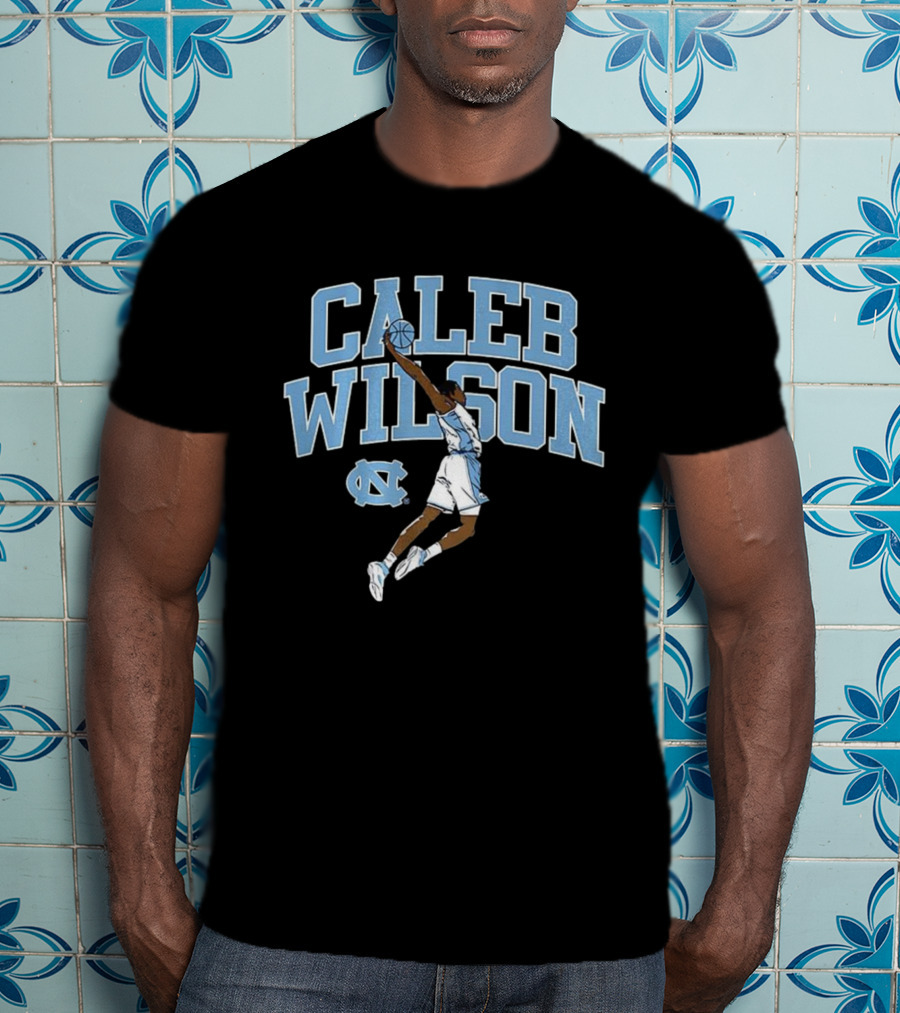 Caleb Wilson North Carolina Tar Heels Basketball Action Pose T-Shirt