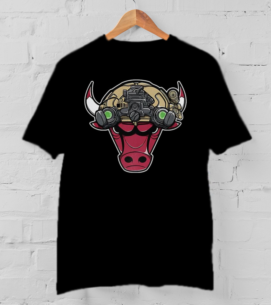Chicago Bulls Military Bull Visor Helmet NBA Crossover T-Shirt