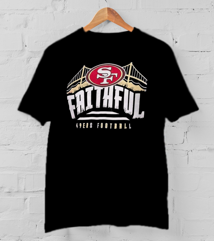 San Francisco 49ers Faithful Football SF Logo Golden Gate Bridge T-Shirt