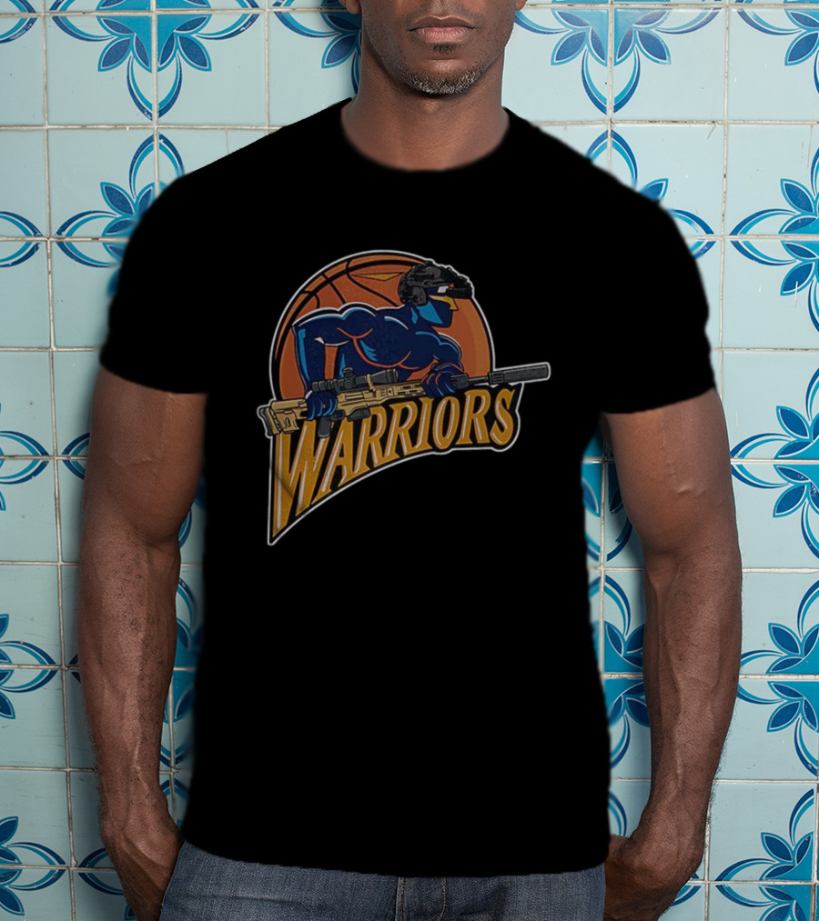 Golden State Warriors Basketball Soldier Armed Warrior T-Shirt