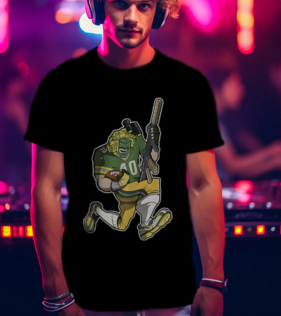 Jordan Love Green Bay Packers Football Soldier Armed Kneeling Illustration T-Shirt