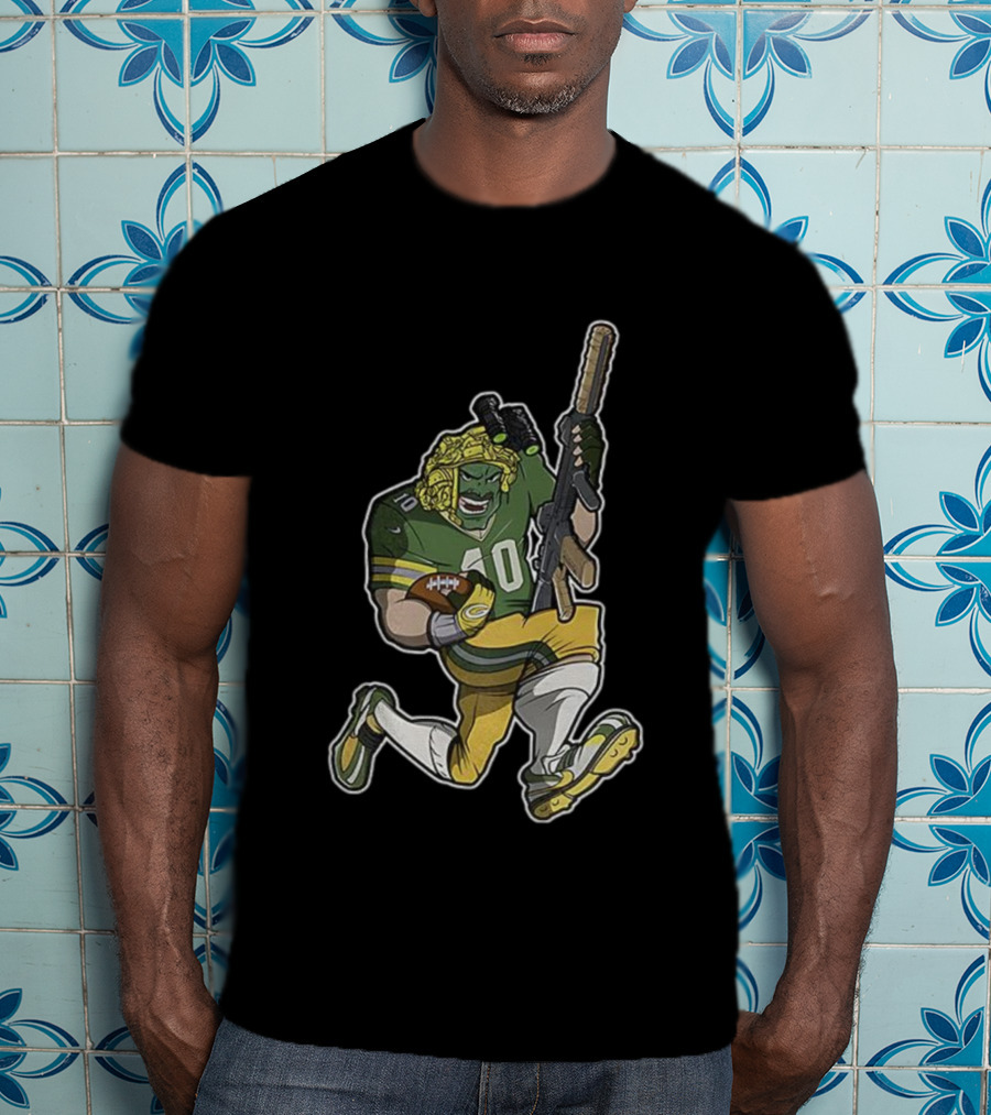 Jordan Love Green Bay Packers Football Soldier Armed Kneeling Illustration T-Shirt