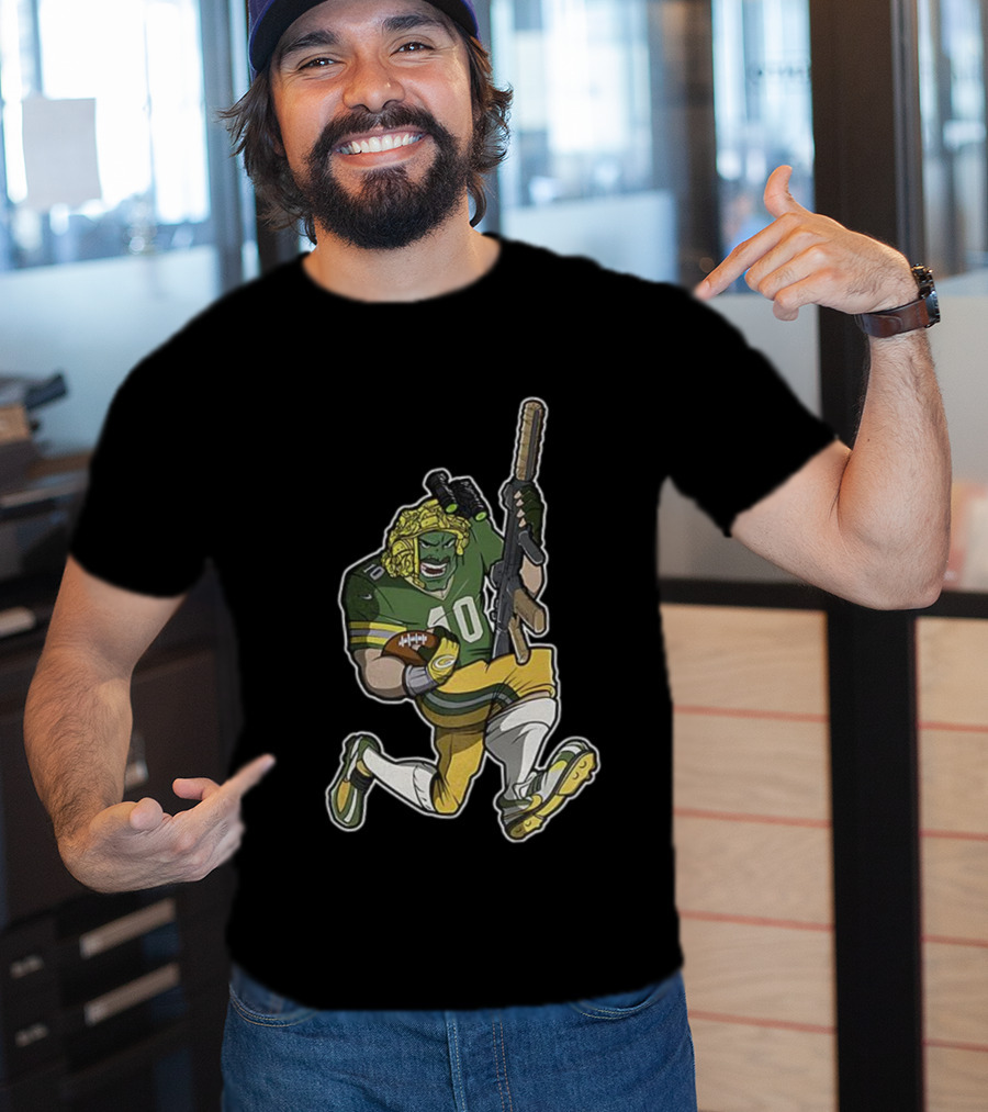 Jordan Love Green Bay Packers Football Soldier Armed Kneeling Illustration T-Shirt