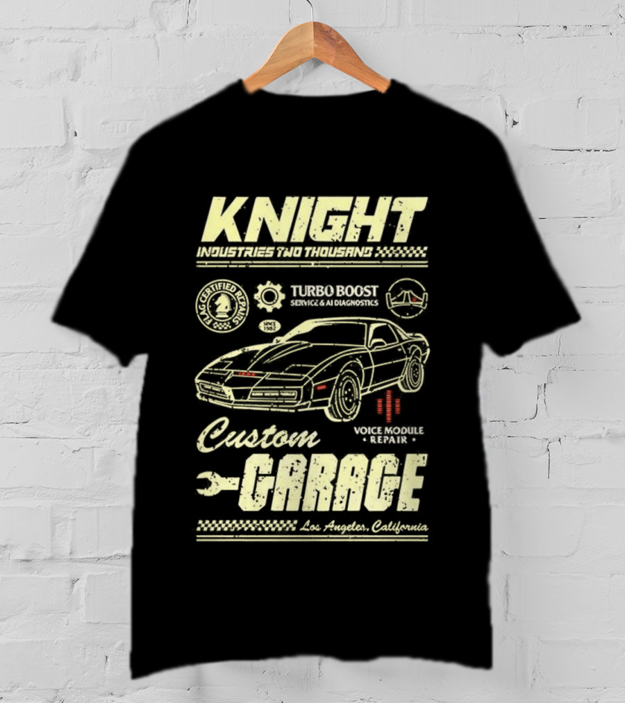 Knight Industries Turbo Boost Custom Garage Vintage Los Angeles California T-Shirt